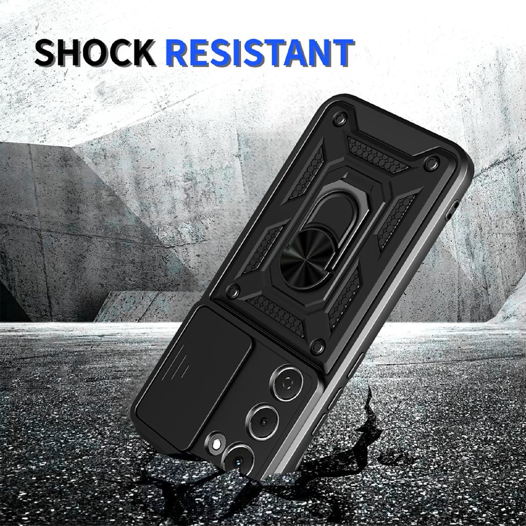 For TECNO Spark 40 Pro+ 4G Case with Slide Camera Lid PC + TPU Kickstand Phone Cover
