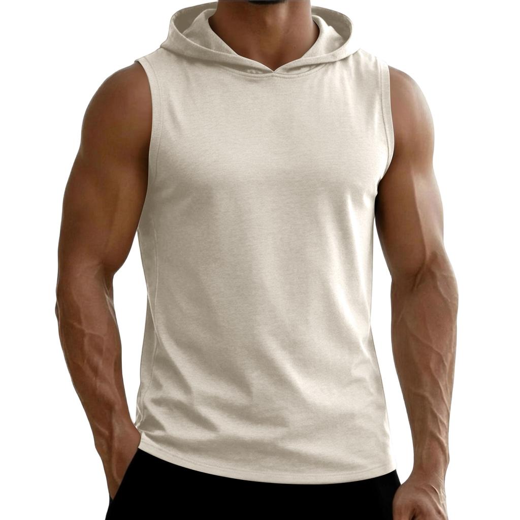 Men Sleeveless Hoodie Lightweight Hooded Tank Top Casual Summer Muscle Fit Gym Workout Athletic Vest
