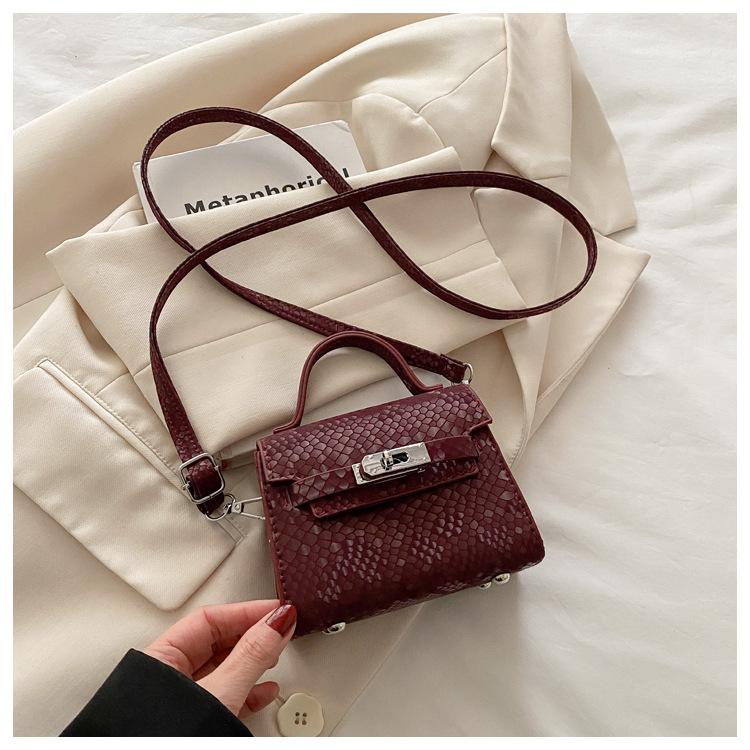 Texture Casual Retro Large Capacity Lock Buckle Handheld Crossbody Small Square Bag For Women