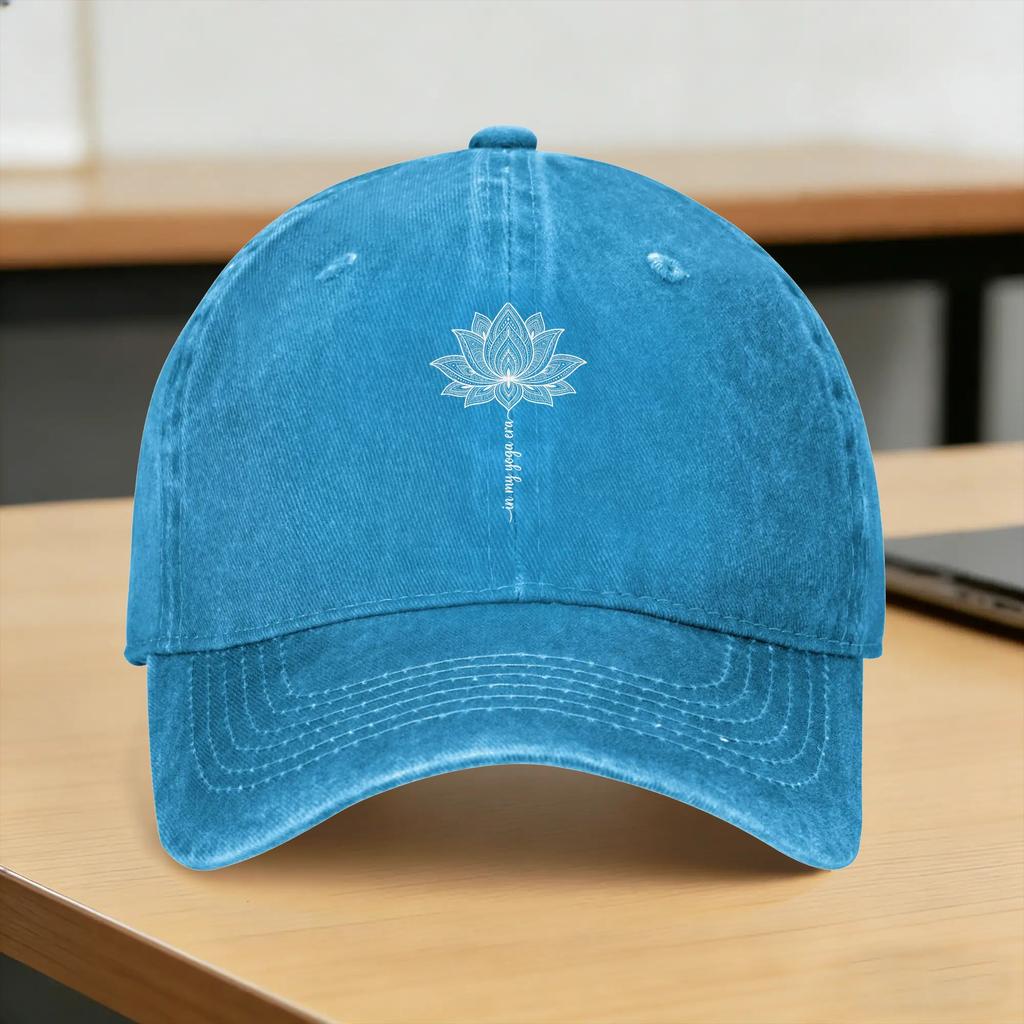 In My Yoga Era Meditation Chakra Lotus Flower Namaste Zen Om Washed Baseball Cap  Casual Sun Trucker Hat Fishing Baseball Caps
