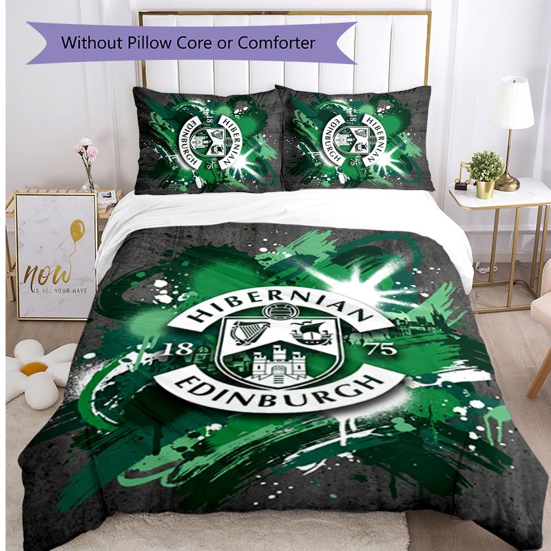 Hibernian FC Set Lenzuola Stampato 3 Pezzi Copripiumino Traspirante con Federe Biancheria da Letto Decorativa per Camera da Letto Casa