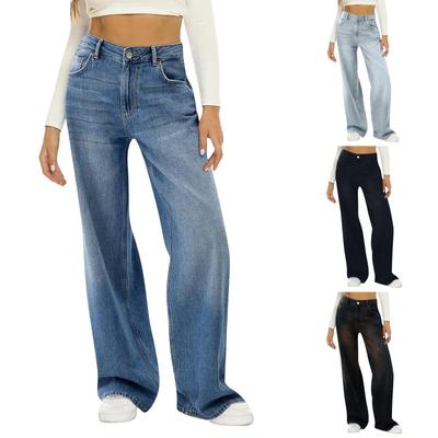 Damenmode Retro Persönlichkeit Waschen Alte High-Waist Retro Lose Gerade Bein Jeans