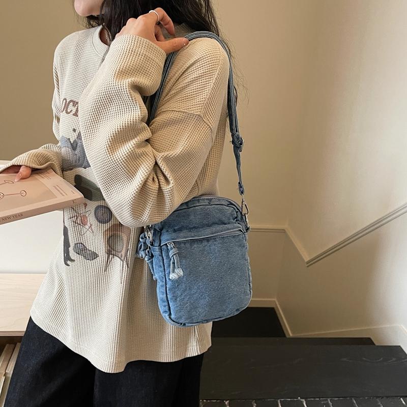 Taška přes rameno Džínová crossbody taška Dámská lehká taška na mobilní telefon