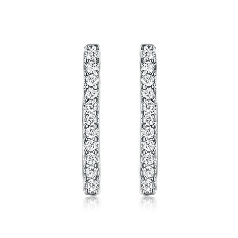 S925 Sterling Silver Zirconia Row Diamond Stud Earrings