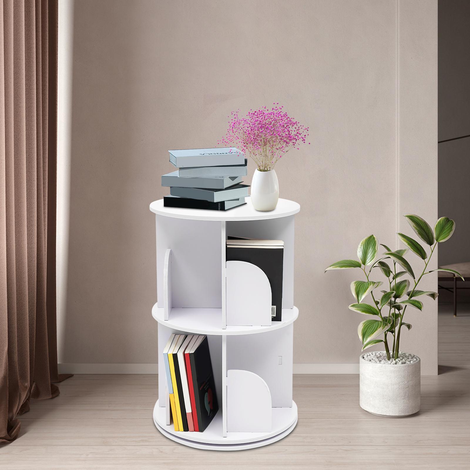 

Двухъярусная вращающаяся книжная полка 360 Витрина Книжный шкаф Белый органайзер для книг для детей и взрослых для детской комнаты, спальни, домашнего офиса белый