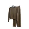 Costume deux pièces tricoté pour femme: Ensemble Pull Ample à Manches Chauve-Souris et Pantalon Large Automne/Hiver 2024