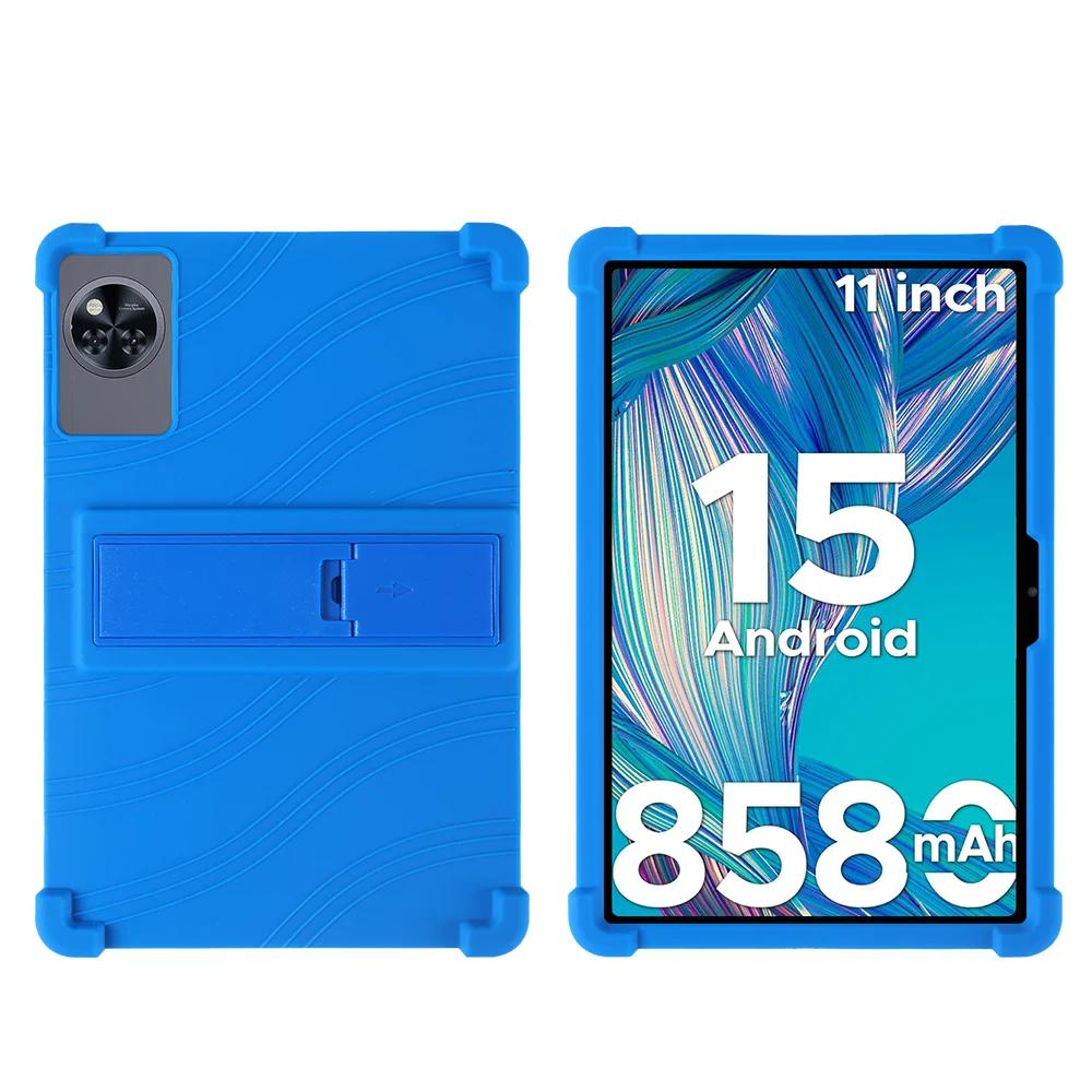 Voor DOOGEE U11 pro 11 inch beschermhoes met anti-valband houder siliconen hoes Kindvriendelijk blauw