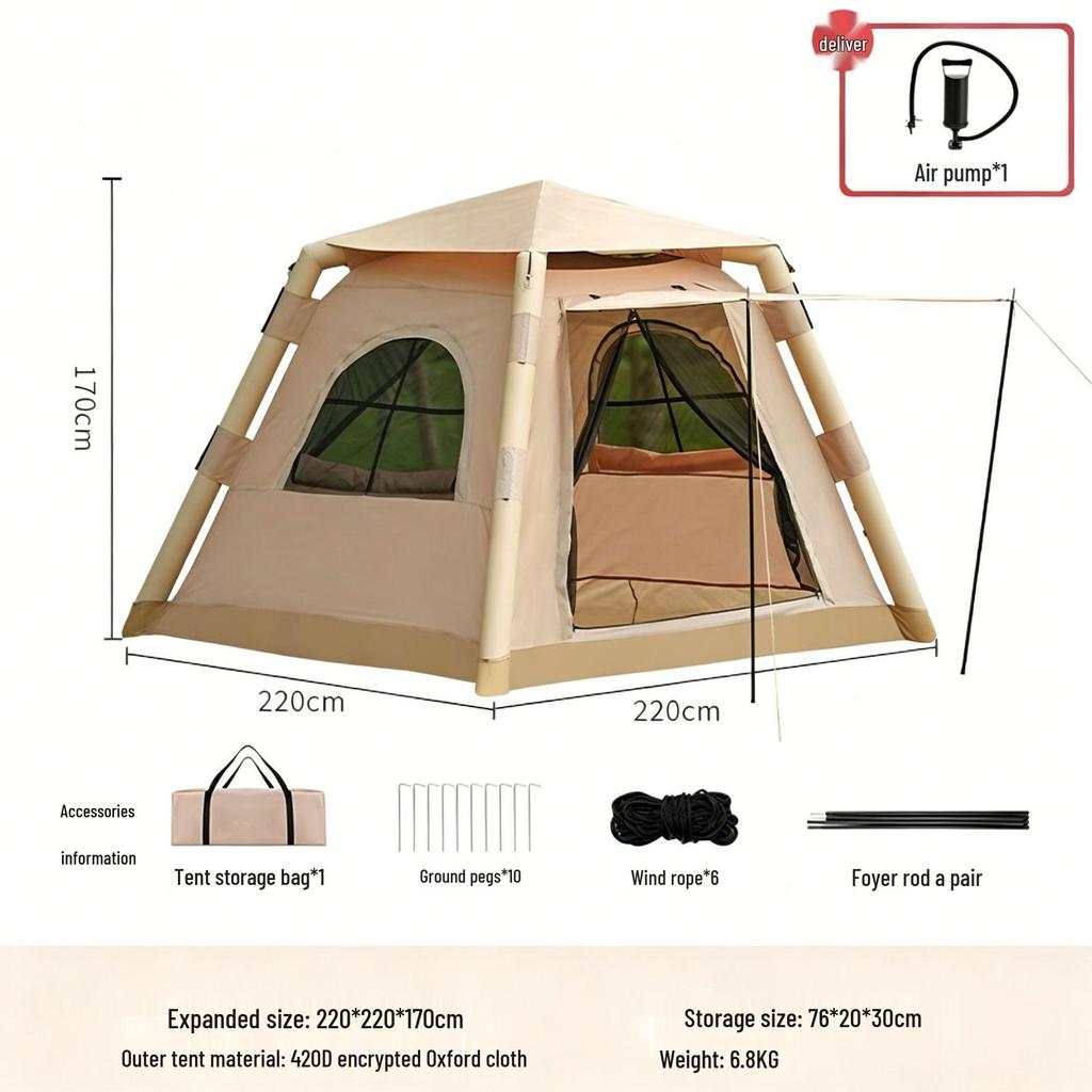 Tragbares regendichtes aufblasbares Zelt für 3-5 Personen - Vollautomatische Outdoor-Campingausrüstung