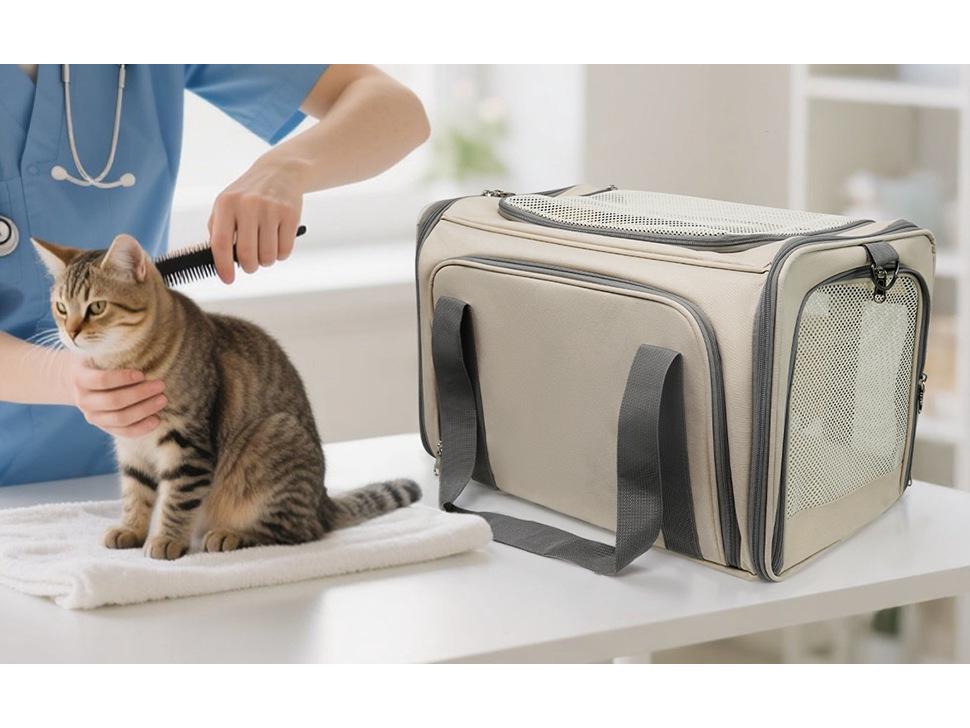 Expandable Multi-Window Cat Carrier Bag - Large Capacity, Breathable, and Portable for Travel