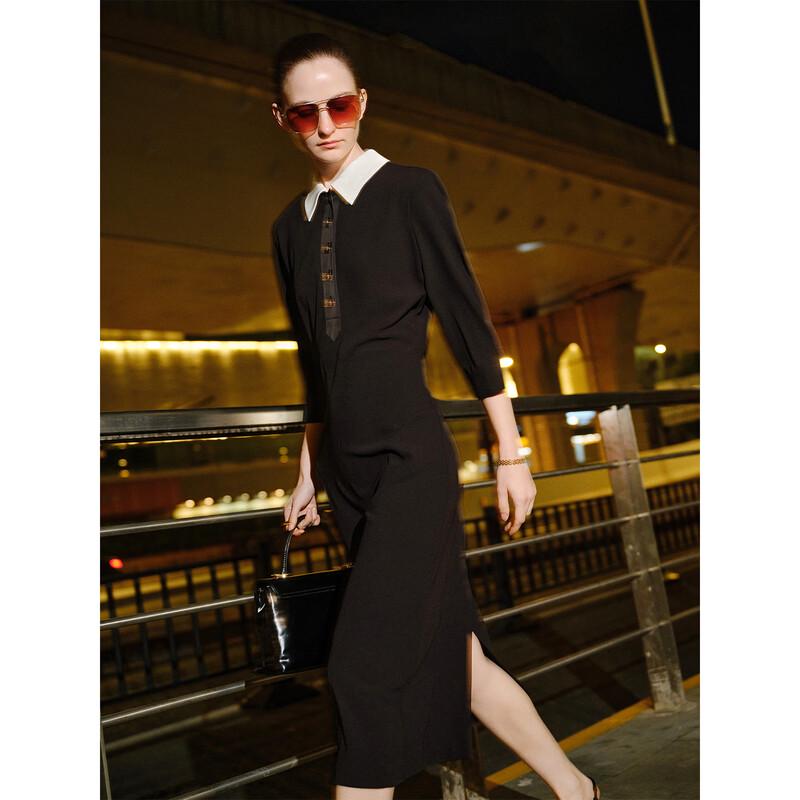 

GIOVANNI VALENTINO Black Lapel Midi Dress S