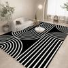 Tappeto Astratto Geometrico Lineare Bianco Nero per Soggiorno Decorazione Divano Tappetino Tavolo Cucina Stanza del Tempo Libero Tappetino Antiscivolo Halloween