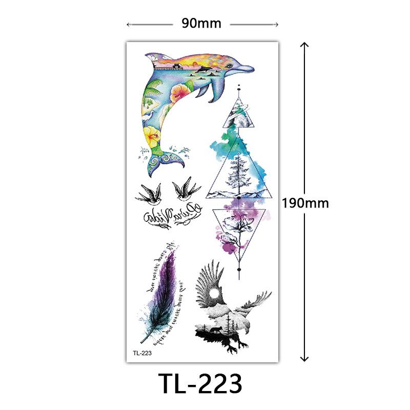 Flower Tattoo Stickers, Color Sketch Tattoo Stickers, English Letters, Wedding Photography Tattoo