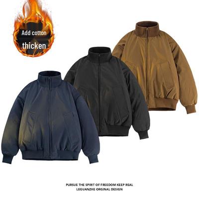 Herren-Bomberjacke aus dicker Baumwolle im amerikanischen Stil mit Stehkragen für den Winter