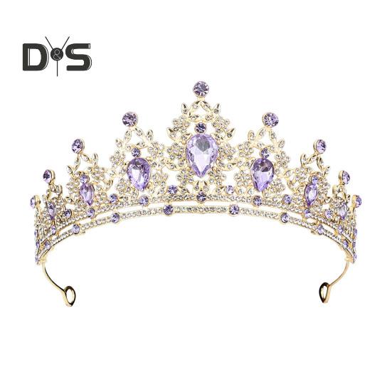 

Обруч для волос, сверкающий, со стразами, инкрустированный в виде листа, свадебный венец, повязка на голову из сплава, аксессуары для волос на день рождения фиолетовый