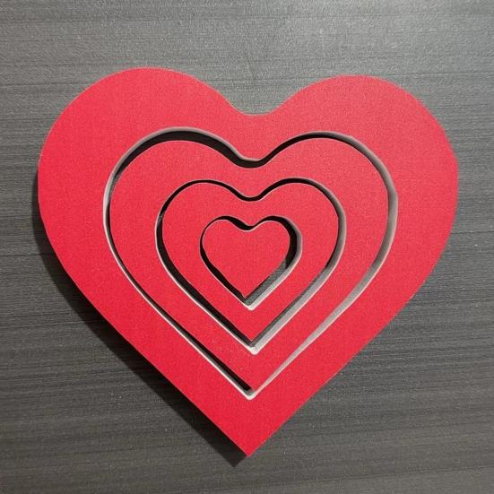 4 Pcs Wooden Heart Shape Table Signs Valentine's Day Red Pink Love Heart Tabletop Centerpiece for Home Wedding Party Tiered Tray Shelf Decor