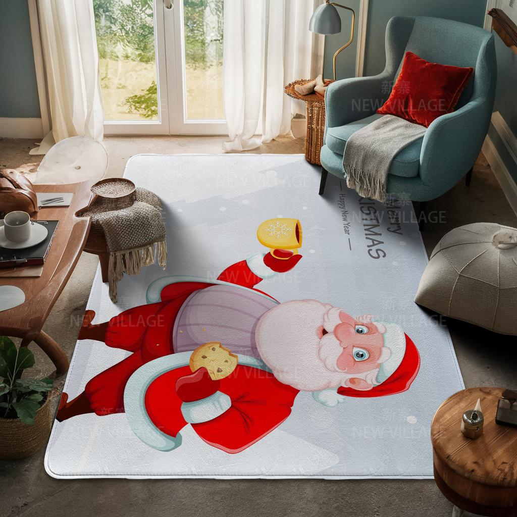 House Entrance Carpet Home Door Mat Living Room Bath Foot Bathroom Non-slip Water Absorption Rugs Bath Merry Christmas Winter