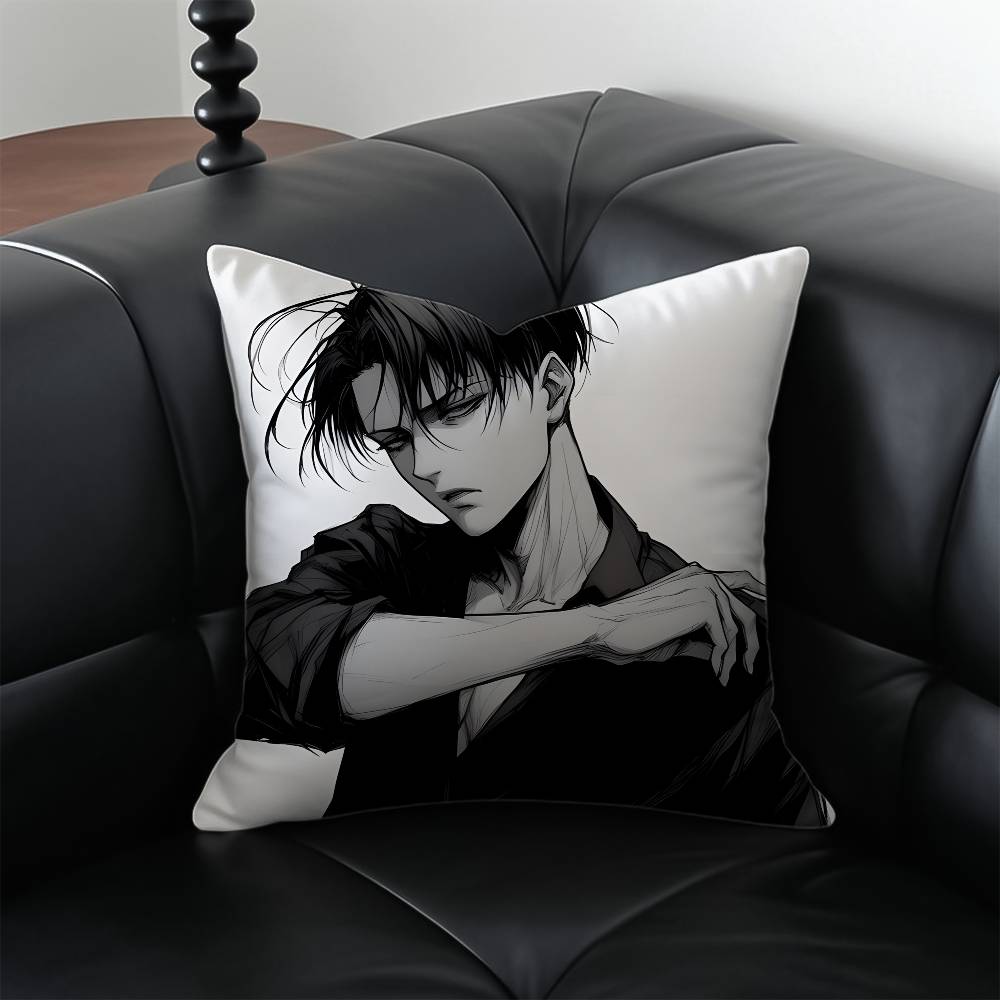 1 Stück Levi Ackerman Attack on Titan Kissenbezug, milbenabweisend, mit verdecktem Reißverschluss, seidig-kurzplüschig, Sofakissenbezug