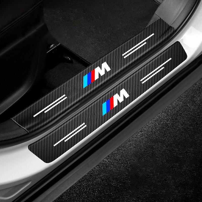 ZJYS3 Car Door Sill Plate Carbon Fiber Threshold Protector Stickers For BMW M Performance F20 F40 F22 F30 E90 F32 F06 F07 F46 E60 M5