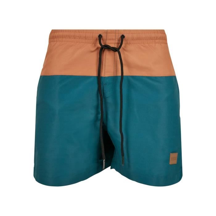 Short De Bain Urban Classics Block - Bleu Canard/orange - S