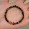 s9Pure silver natural tiger eye stone bracelet, red agate and yellow crystal beaded bracelet for women, niche Maillard style jewelry