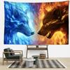 Ice and Fire Wolf Head Tapestry Wall Hanging Abstract Mysterious Art Witchcraft Hippie Tapitz Living Room Bedroom Home Decor