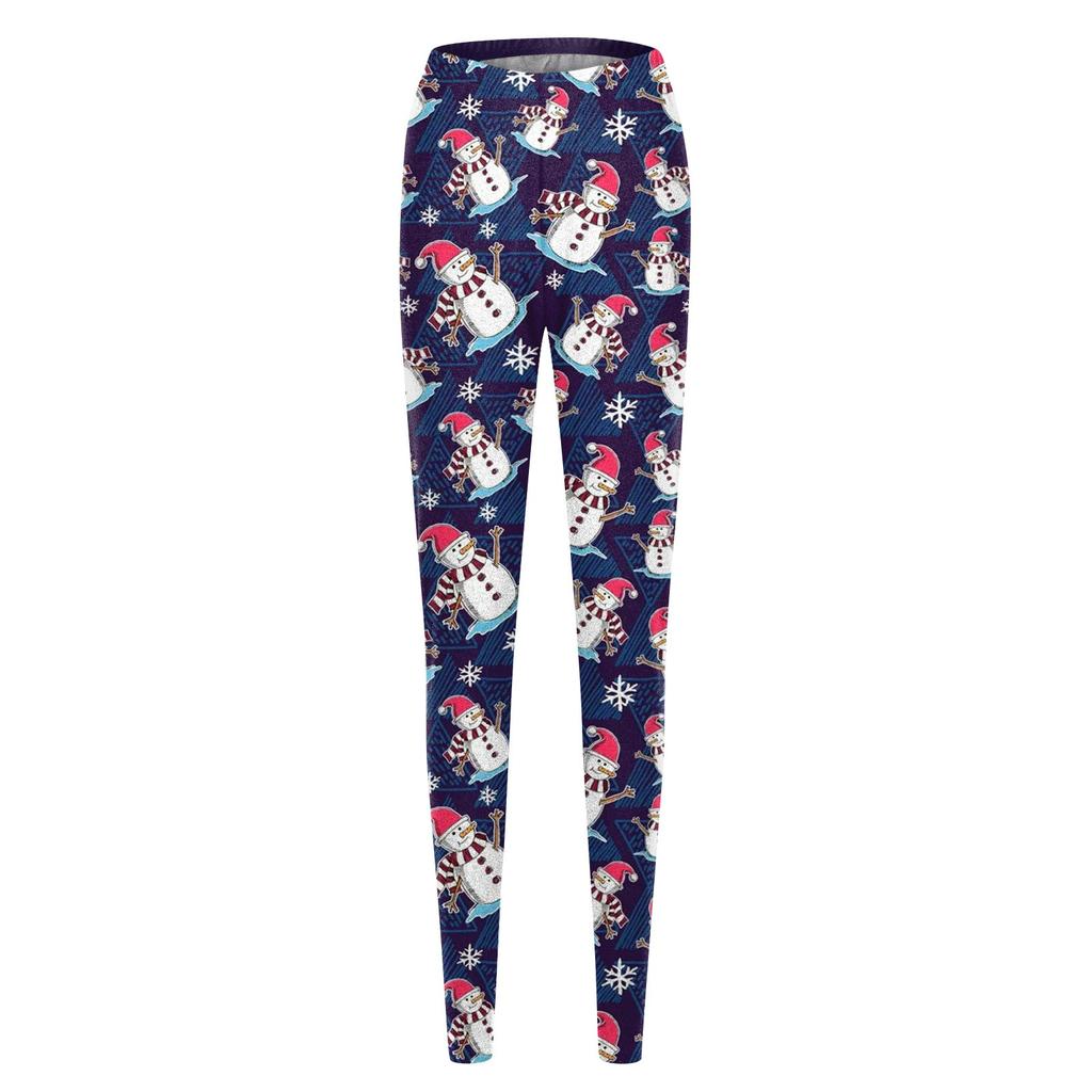 Women Fashion Christmas Print High Strength Elastic Belly Soft Leggings