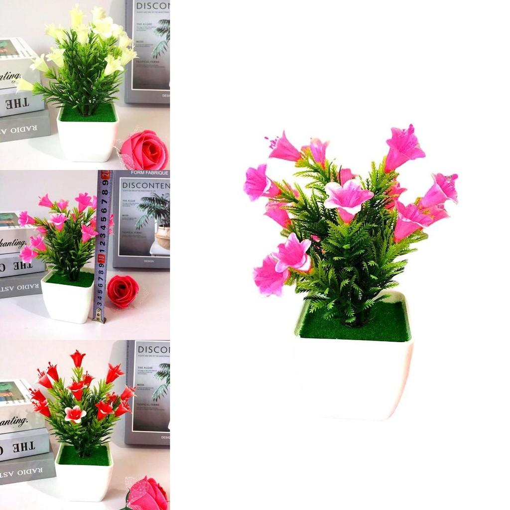 Artificial Lily Plant Set With Plastic Pot For Home Decor And Office Display