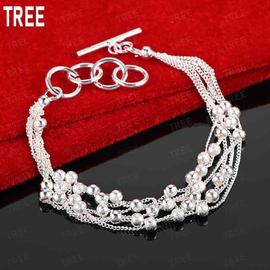 925 Sterling Silver Tassel Grape Bracelet Side Chain - Beautiful Bracelet Gift Jewelry 20CM