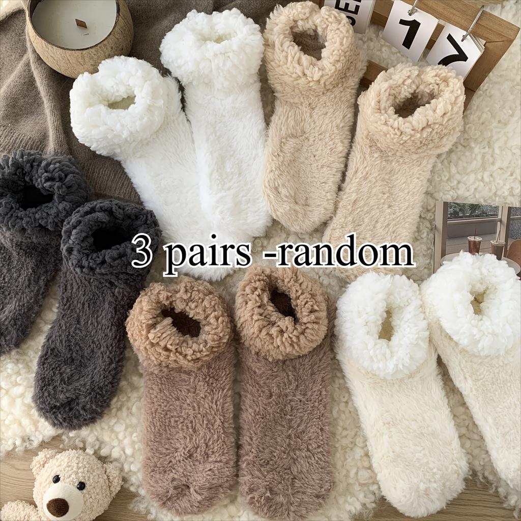 3/5 pairs of women's coarse wool socks, winter thickened warm socks, and women's socks for home sleep to warm feet