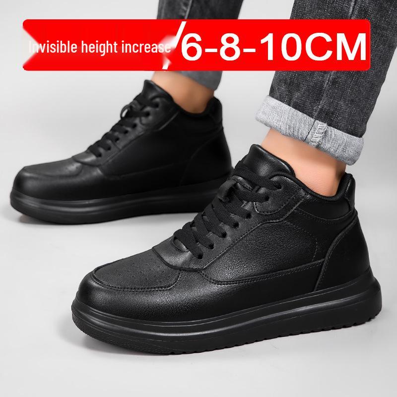 Men's Breathable 10cm Height Increasing Sports Shoes - Autumn Korean Style Mid-Top Casual Sneakers