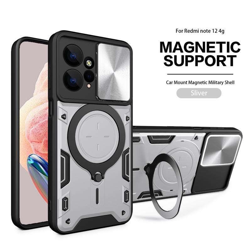 For Xiaomi Redmi Note 12 12S 4G Case Slide Camera Lens Protect Armor Phone Case For Redmi Note 12 Pro 12 Pro + Plus Back Cover