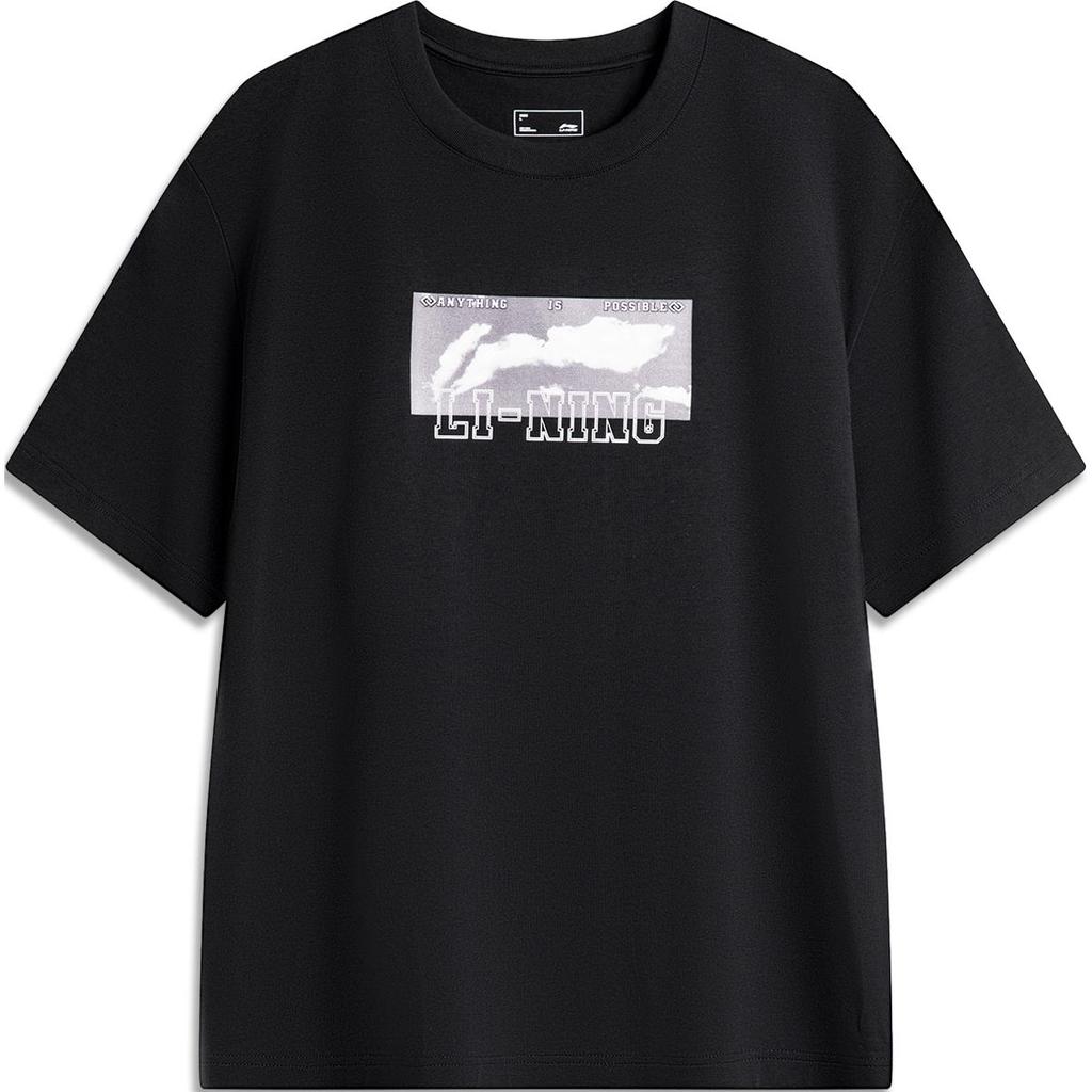 Li-Ning Loose Knit Short Sleeve T-Shirt Men Tops Black AHSU555-3