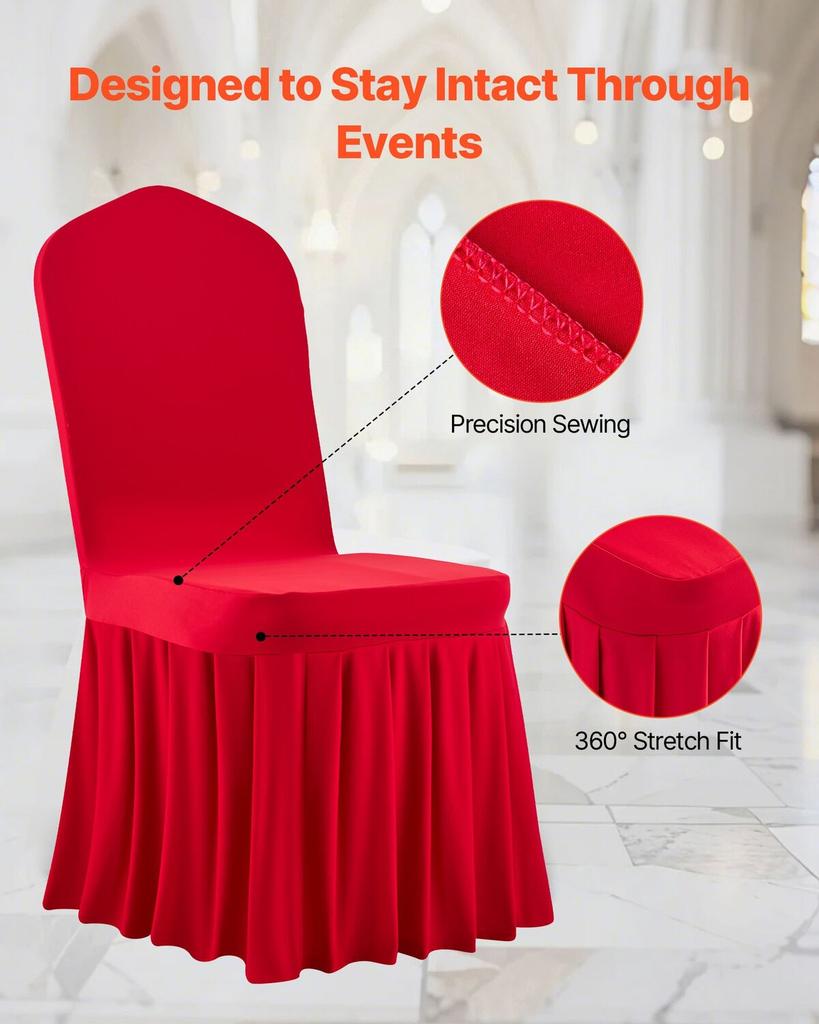 30 Pcs Red Chair Covers, Polyester Spandex Chair Cover, Stretch Slipcovers for Wedding Party Dining Banquet Flat-Front Chair Covers, Fits Chair
