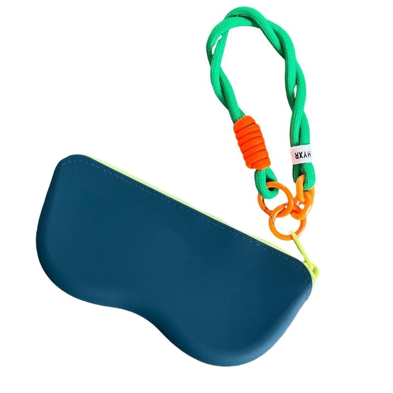 

Sunglasses Storage Box Silicone Glasses Bag Contrast Color Pen Pouch Portable Glasses Case For Students Men Women темно-зеленого