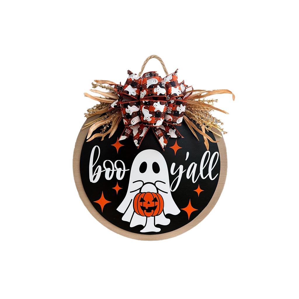 Halloween Door Sign - Wooden Hanging Decoration for Party and Home Decor