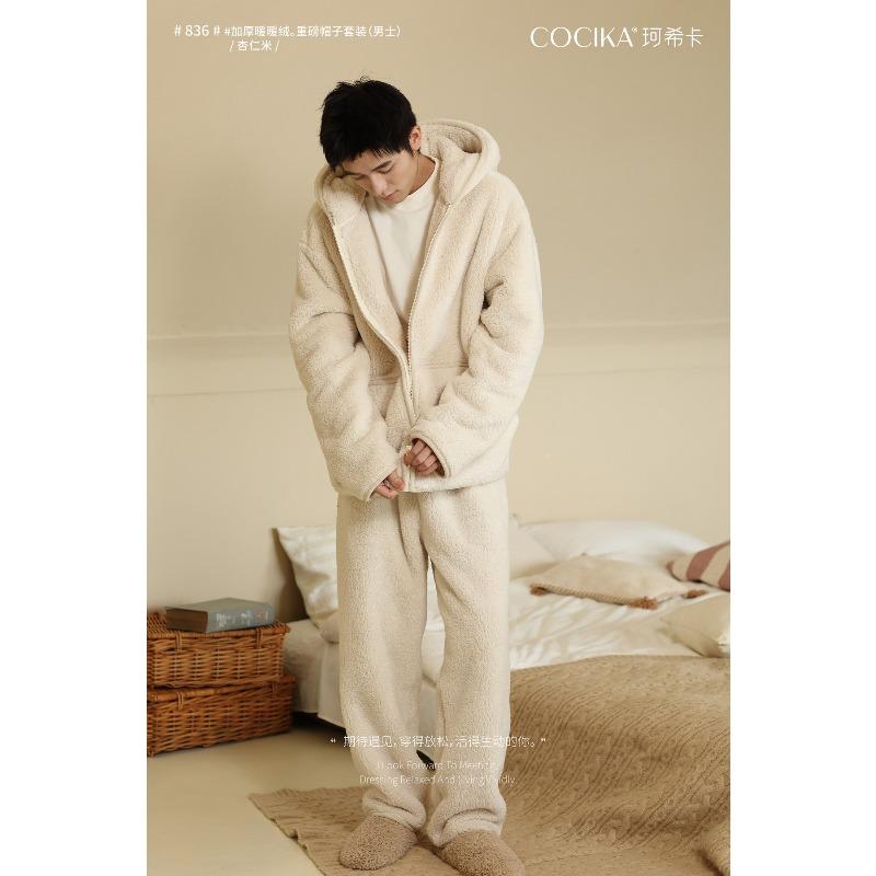 

Новая мужская пижама зимняя фланелевая флисовая утолщенная домашняя одежда термокомплект с капюшоном на молнии большого размера average size (140-90kg)