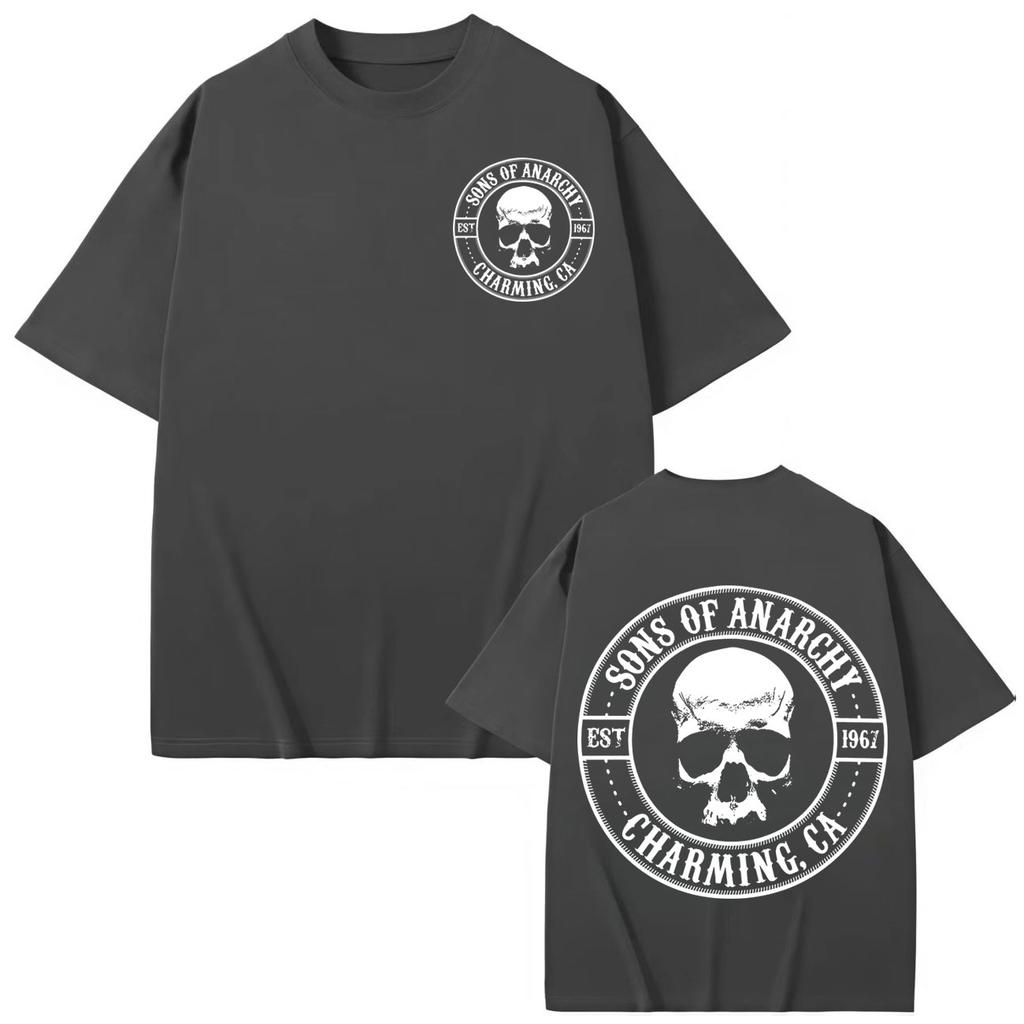 TV Play Sons of Anarchy Print T Shirt Men Women Clothing Gothic Fashion Short Sleeve T-shirts Casual Loose Cotton T-shirt