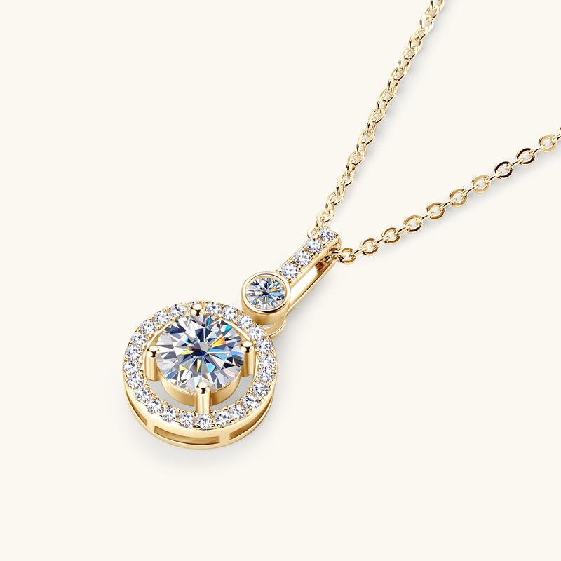 6.5mm Fashion High End Full Moissanite Necklace Ins Trendy Round Moissanite Pendant D VVS1 Exquisite Daily Jewelry
