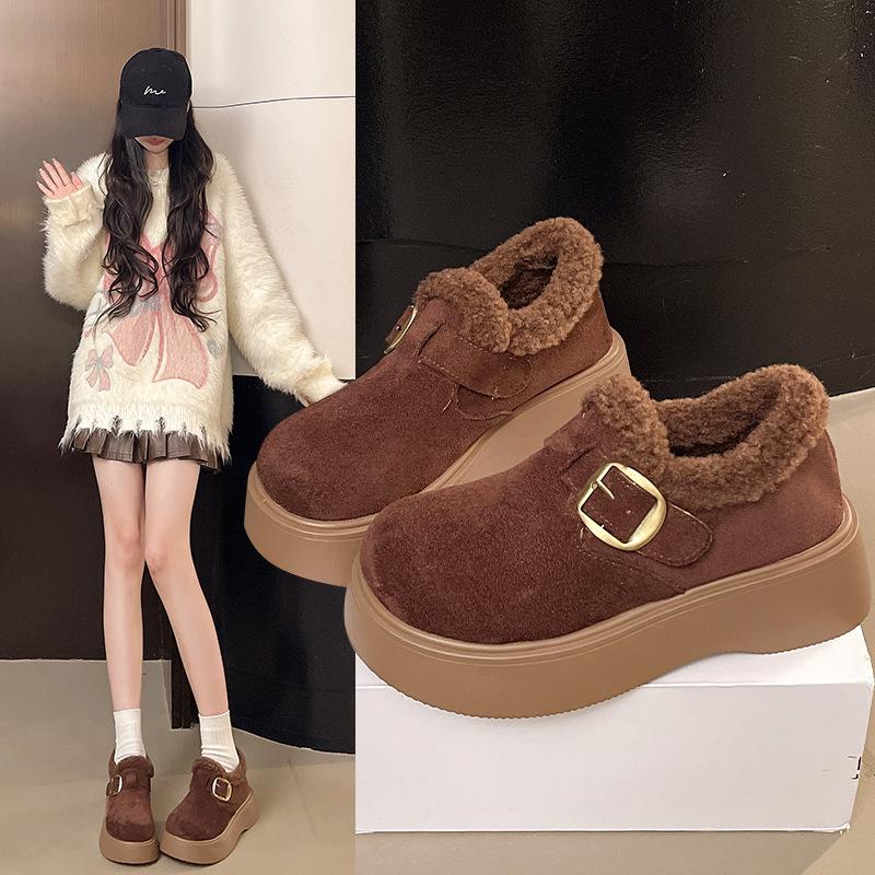 Women's Lightweight Comfortable Thick Soled Winter Warm Snow Boots Padded Lining Non-slip Shock Absorption Wear Casual Sports Fur Cotton Boots