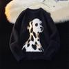 2026 Autumn and Winter Couples Wear Lazy Style Men's and Women's Imitation Mink Soft Waxy Round Neck Cartoon Pullover Knitted Sweater Tide