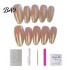 Salon Quality Fake Nails 10Pcs Cats Eyes Press on Kit, Glossy Almond Stick-on Nails, Long Glue False for Women Girls Press-on