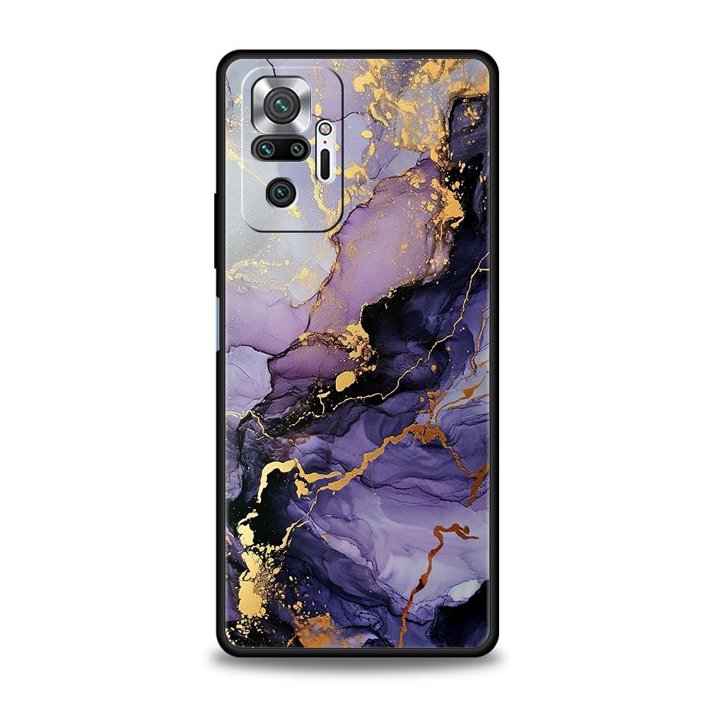 Watercolor Marble Phone Case For Xiaomi Redmi Note 14 13 5G 10 11 12 Pro Plus 4G 14C 13C 12C 10C Black Cover