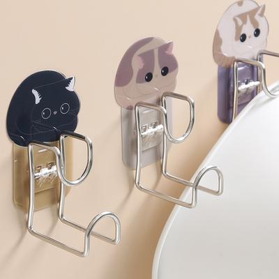 Wash Basin Hook Multifunctional Adhesive Hooks Cute Cartoon Cat Punch-free Organizer For Bathroom Kitchen Bathroom Hooks