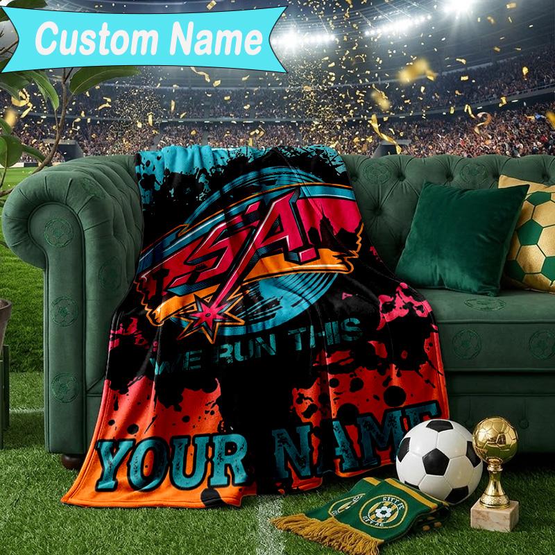 Custom Name Blanket Antonio Spurs Logo Blanket Bedding Blanket for Travel, Camping, Living Rooms, Offices, Sofas, Fan Christmas gift