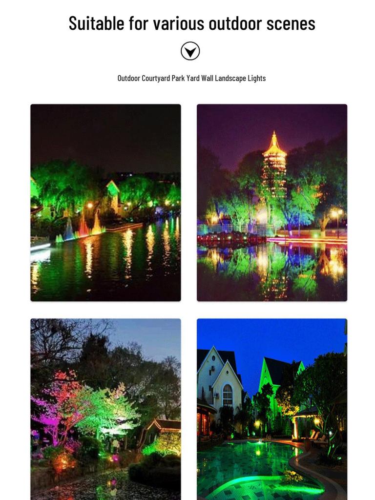 Cross-border RGB Seven-Color Outdoor Solar Landscape Lights for Park, Hotel, and Villa.
