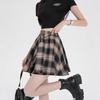 2025 Summer Women's Retro Plaid Skirt and Layered Shirt Set - Hong Kong Style, Casual Irregular Design