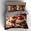 Beeren-Käsekuchen-Design Bettwäsche Bettbezug-Sets Bettbezüge Kissenbezüge Geschenke (1 * Bettbezug 2 * Kissenbezüge, ohne Bettdecke)