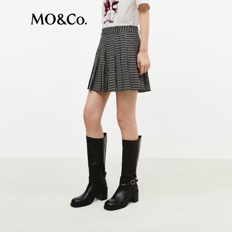MO&Co. High-Waisted Plaid A-Line Mini Skirt
