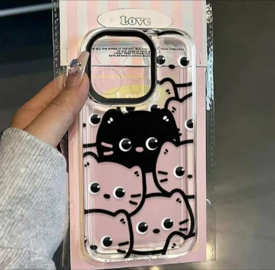 

Black & White Kitten Line Art Phone Case for Apple 17 Pro Max, 14, 15, 16 Pro, 11, and XS - Soft Fit with Precise Holes iPhone 12
