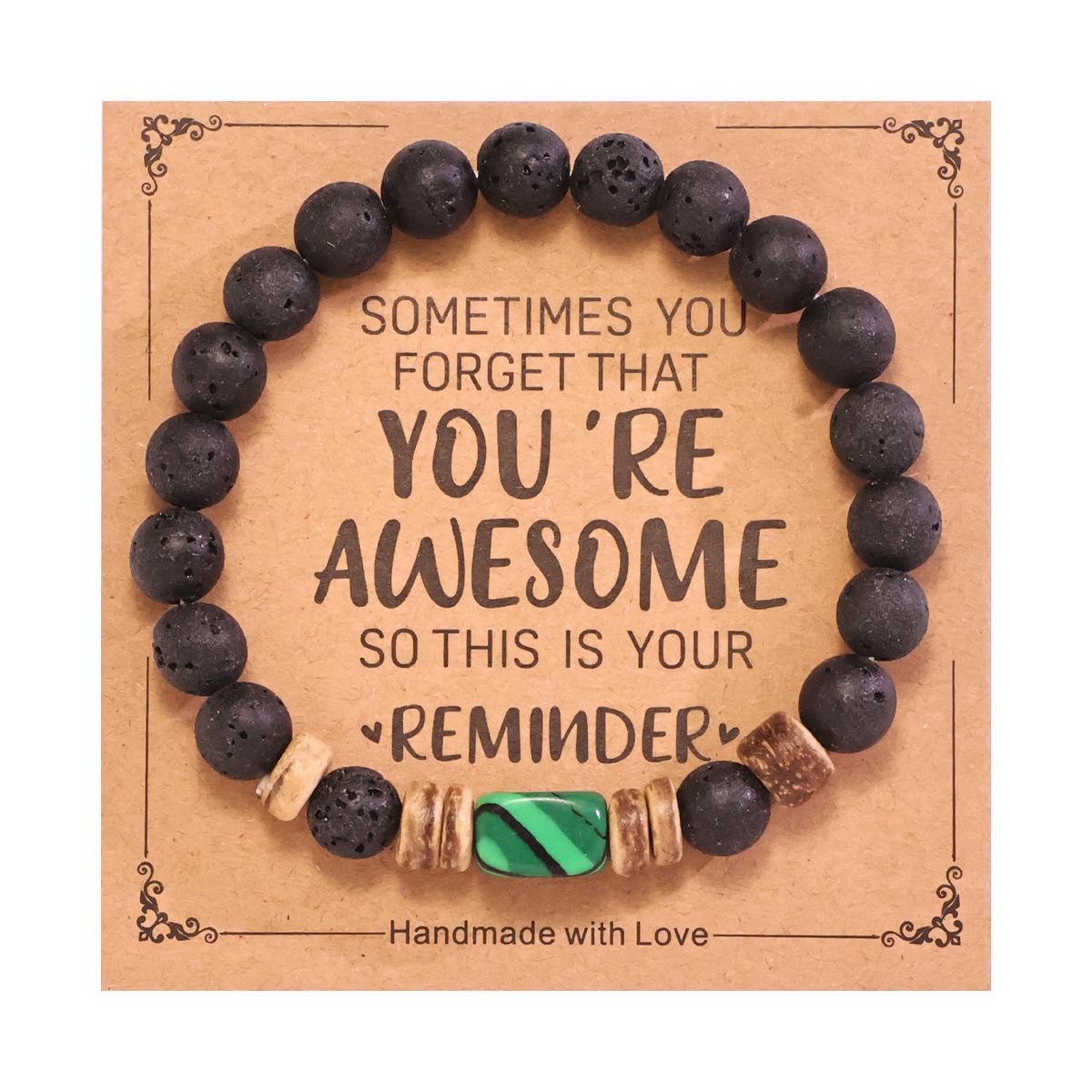 Volcanic Stone & Agate Square Bracelet with Coconut Shell Beads